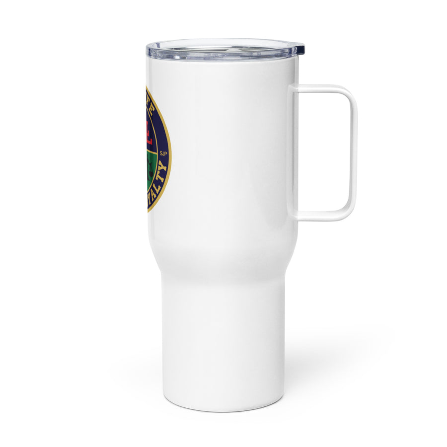 Travel mug with a handle